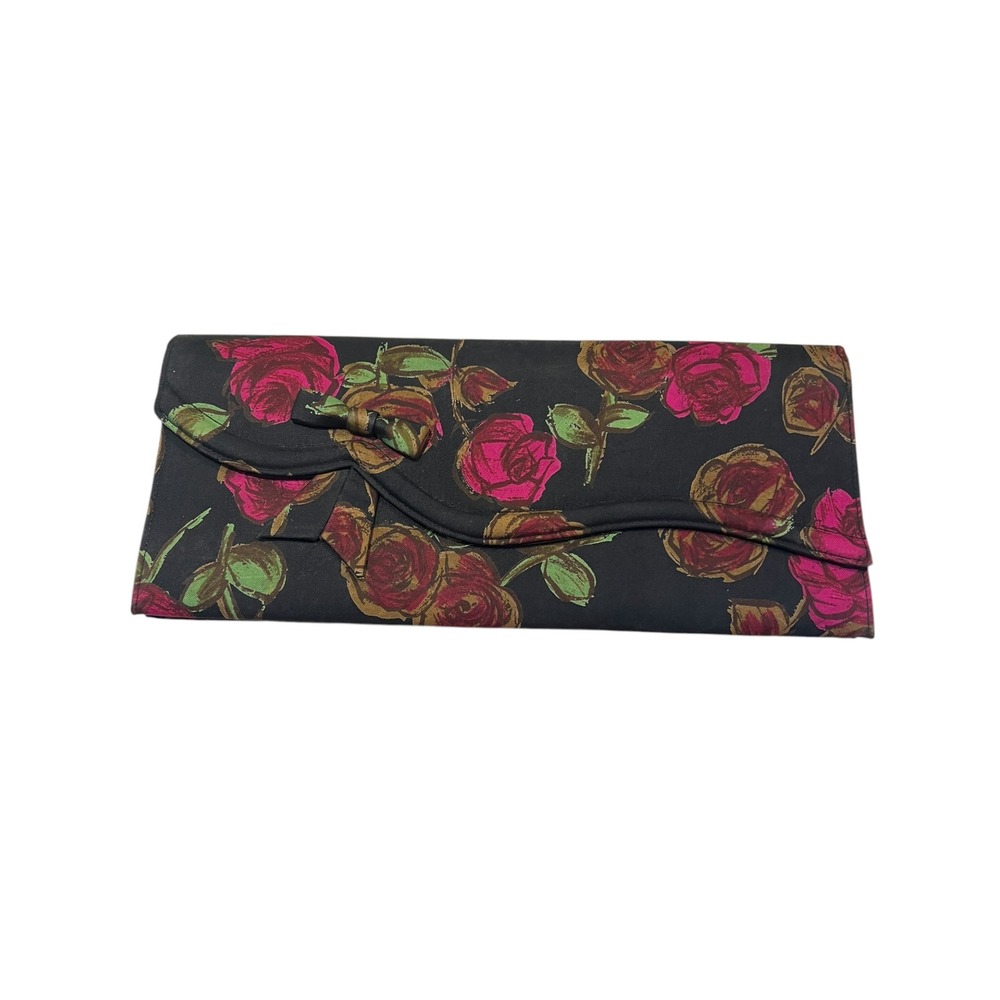 Vintage‎ Lennox Bags Dark Motif Floral Clutch Purse Approx. 12 x 5 inches